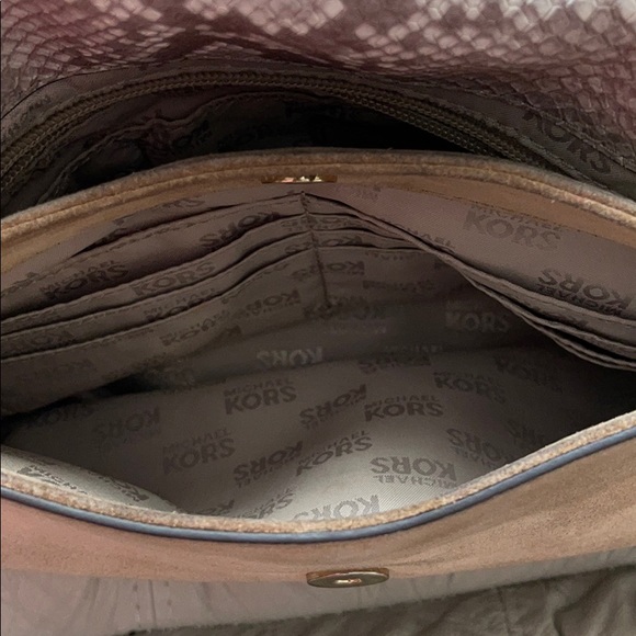 Michael Kors Python Dark Sand Suede Shoulder - Picture 4 of 9